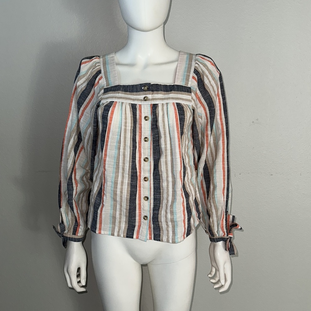 NIGHTCAP Free People *Baja Costa* cotton stripe boho top XS S - Picture 4 of 8